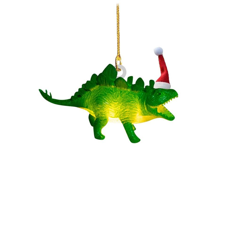 Festive Flat Dinosaur Acrylic Christmas Ornament Cheerful Vehicle Decoration Gift For All Ages