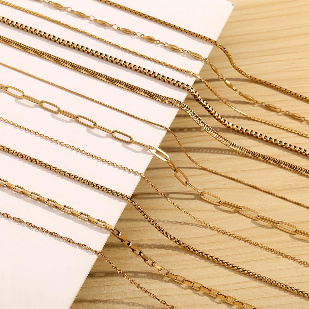 MamacitaSlay water wave chain snake chain Women's stainless steel necklace Bracelets Belly Chain Various styles Jewelry
