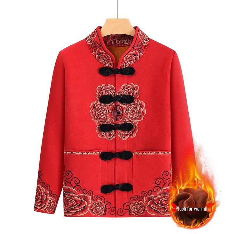 2024 New Autumn/Winter Tang Suit for Elderly Women - Grandma's Top