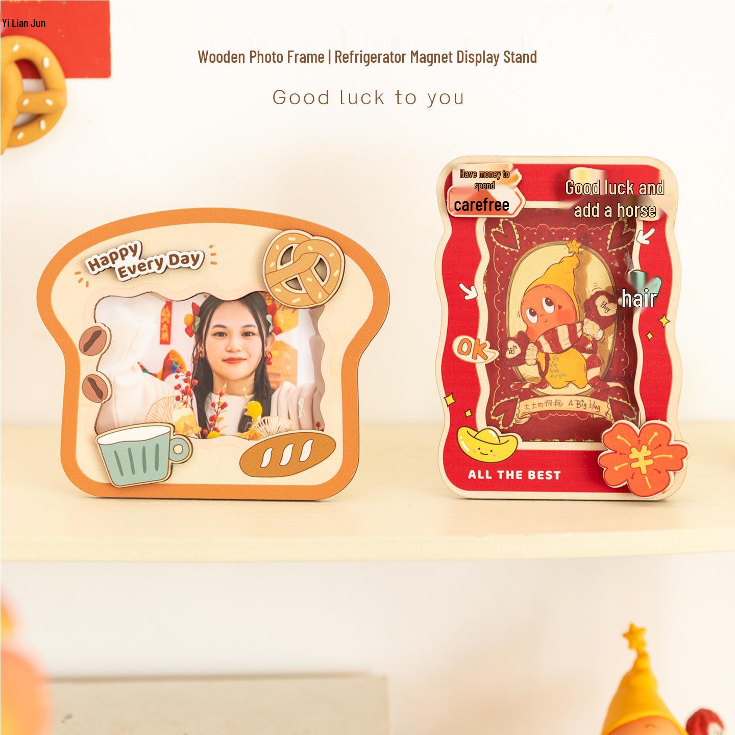 

A Ying Creative 3-inch Magnetic Polaroid Photo Frame & Display Stand for First Birthday Lucky Frame Magnet - Toast