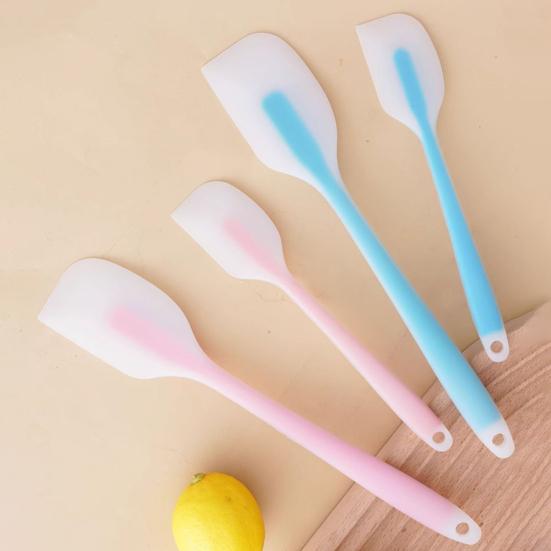 Soft Silicone Spatula Food-Grade Heat-Resistant Cooking Baking Tool Flexible Curved Head Spatula Fits Pots Bowls Non-Stick Safe Kitchen Utensil