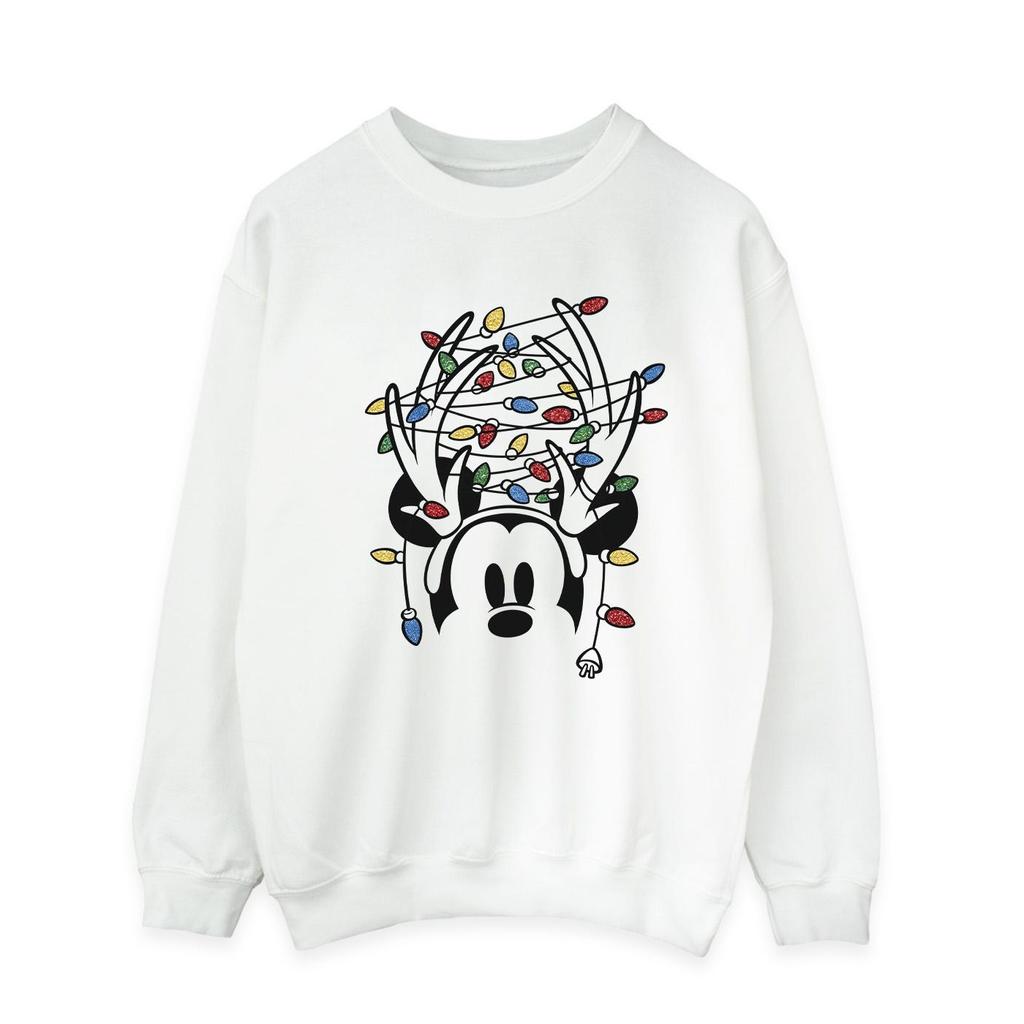 Disney Mens Mickey Mouse Christmas Head Lights Sweatshirt
