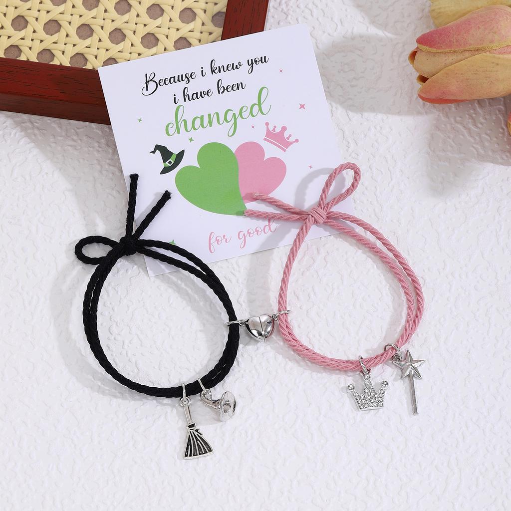 Ensemble de Bracelets d'Amitié Maléfiques Couronne Chapeau de Sorcière Amour Fermoir Magnétique pour Couples Fans Cadeaux de Fête de Noël Saint-Valentin