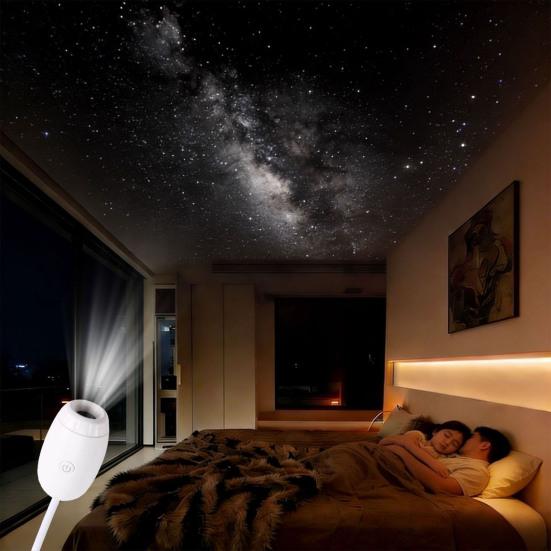 2-in-1 Projector Lamp Starry Sky Night Light with Glass Lens USB Star Light Relaxing Ambient Lighting for Bedroom Camping Car Travel