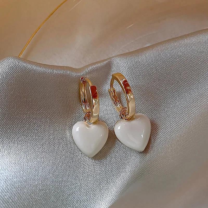 Fashion Simple Design Silver Color Hollow Heart Hoop Earrings for Women Cute Stainless Steel Gold Color Earrings Jewelry Gifts