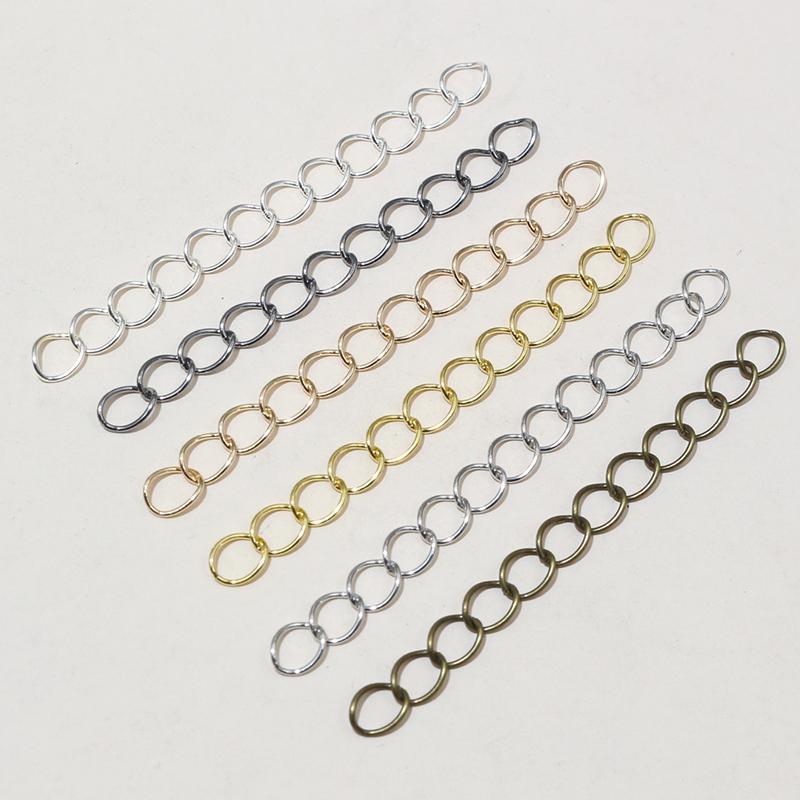 

50pcs 50mm Length 3x2/4x3mm Necklace Extension Chain Bulk Tail Chains Extender For Bracelet DIY Jewelry Making Accessories 3x2mm