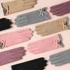 Warm Gloves Women's Autumn and Winter Outdoor Riding Cold-proof Thickened Velvet Cute Bow German Velvet Gloves