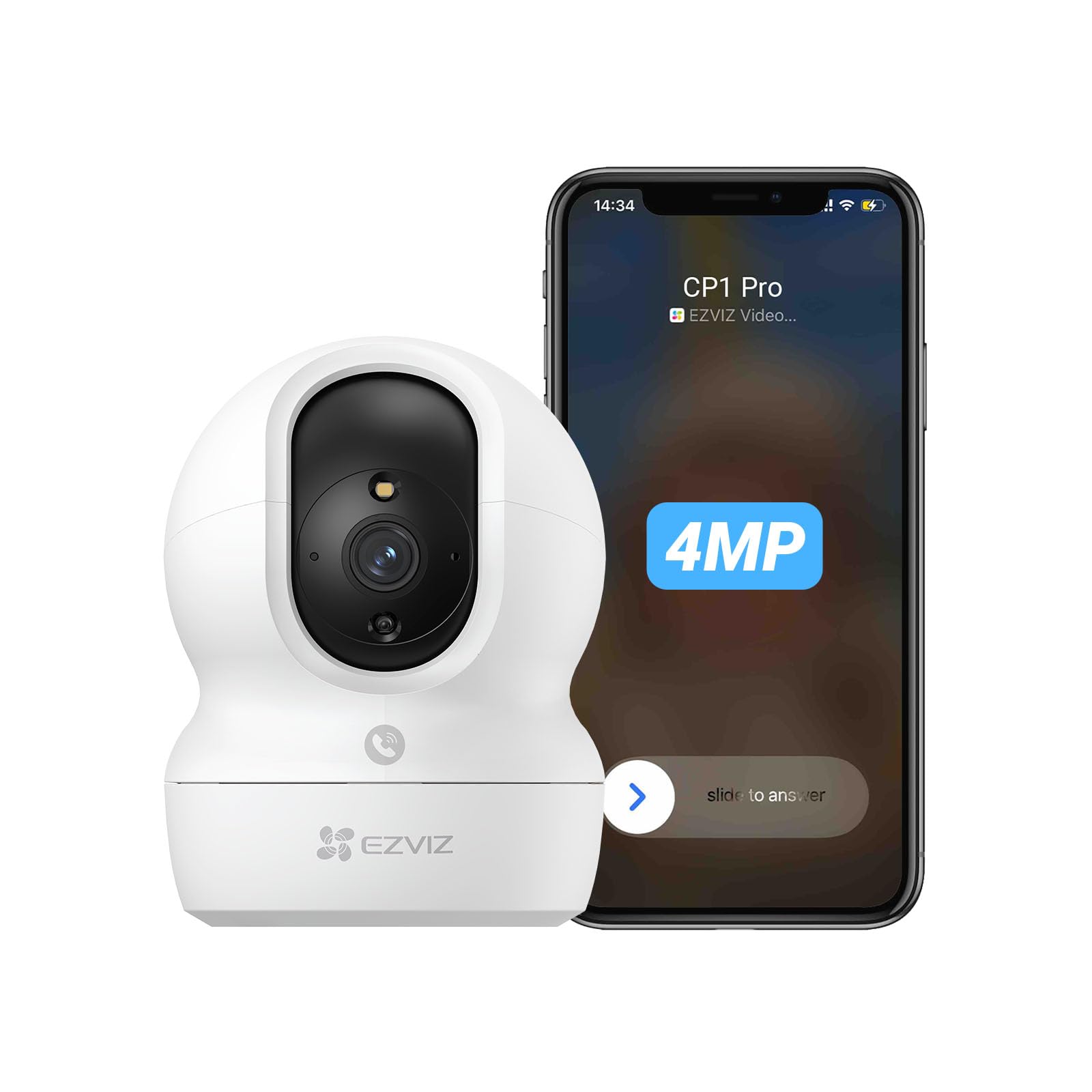 

EZVIZ Pet Indoor Security Compatible with iPhones and Surveillance Color Night PTZ Auto Patrol Noise Alexa CP1 4MP 2K+ Camera, Camera, Smartphones,