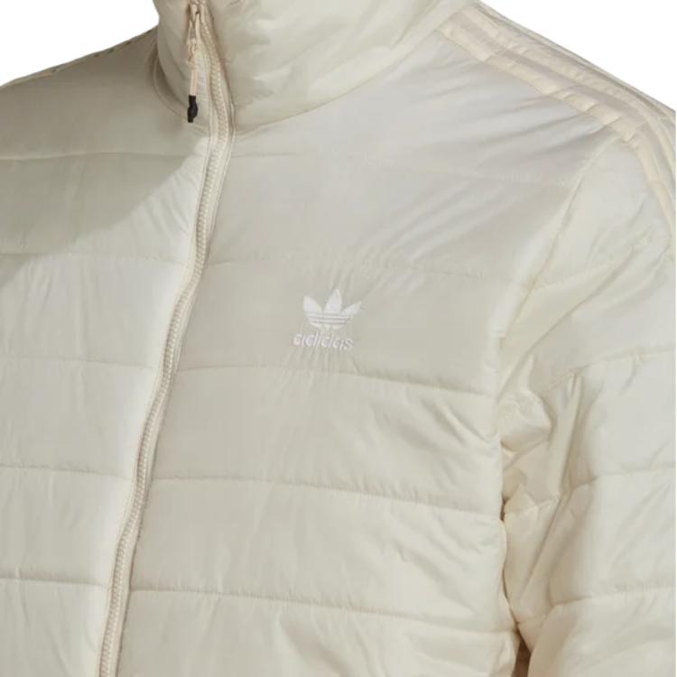 Adidas Originals Logo Print Striped Zip-Up Stand Collar Long Sleeve Cotton Jacket Men Jacket Off-White HL9214