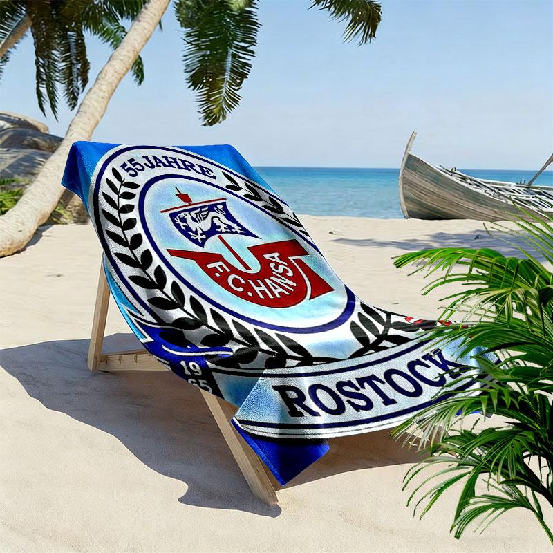 FC Hansa Print Strandtuch, Großes Weiches Schnelltrocknendes Handtuch für Strand Camping Schwimmen