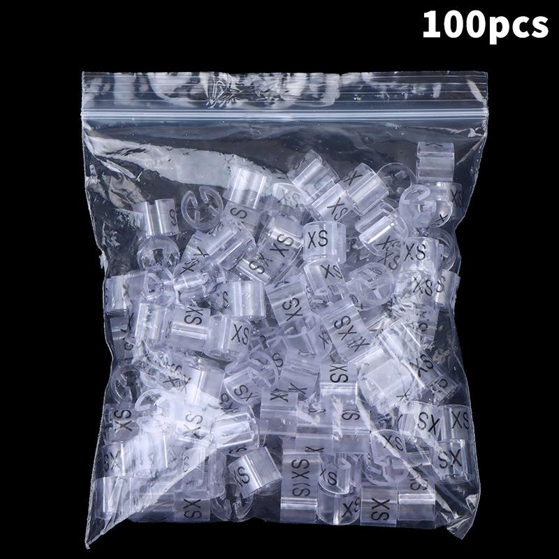 100Pcs Clothes Hanger Size Markers Clear Plastic Home Hangers Size Tag Kit Xxs-5Xl Snap On Hanger Divider Accessories Label XS 100Pcs
