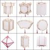 Portable Wooden Mid-Autumn Festival Lantern Creative Chinese Style Handmade Hanging Lamp LED Light Drawing DIY Flower Lamp Gift