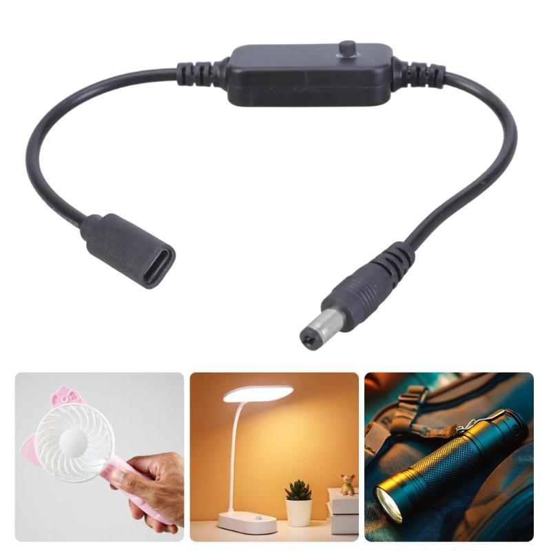 Type C Female to 5.5x2.1mm 5V 9V 12V Power Connector Charging Cable for Monitoring Cameras Printer Router LED Light