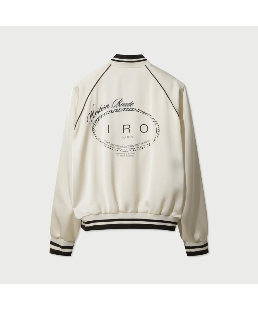 Iro Lumiere Satin Embroidered Bomber Jumper - Ivory