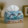 1pc Tissue Box Holder with Dynamic Coastal Realistic Design-Dolphin Ocean Leap, Durable Polyester, Ideal for Kitchen, Living Room, Bedroom, Bathroom,