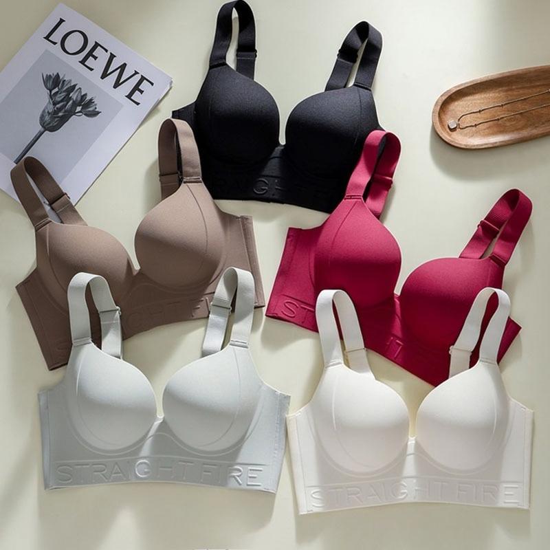 Women's Seamless Tank Top Bra Comfortable Push-Up Bra with Side Gathering Plus Size Bra