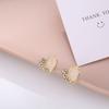 Temperament Diamond-set Splicing Love Stud Earrings Silver Needles Simple Girl Design Sense Small Ear