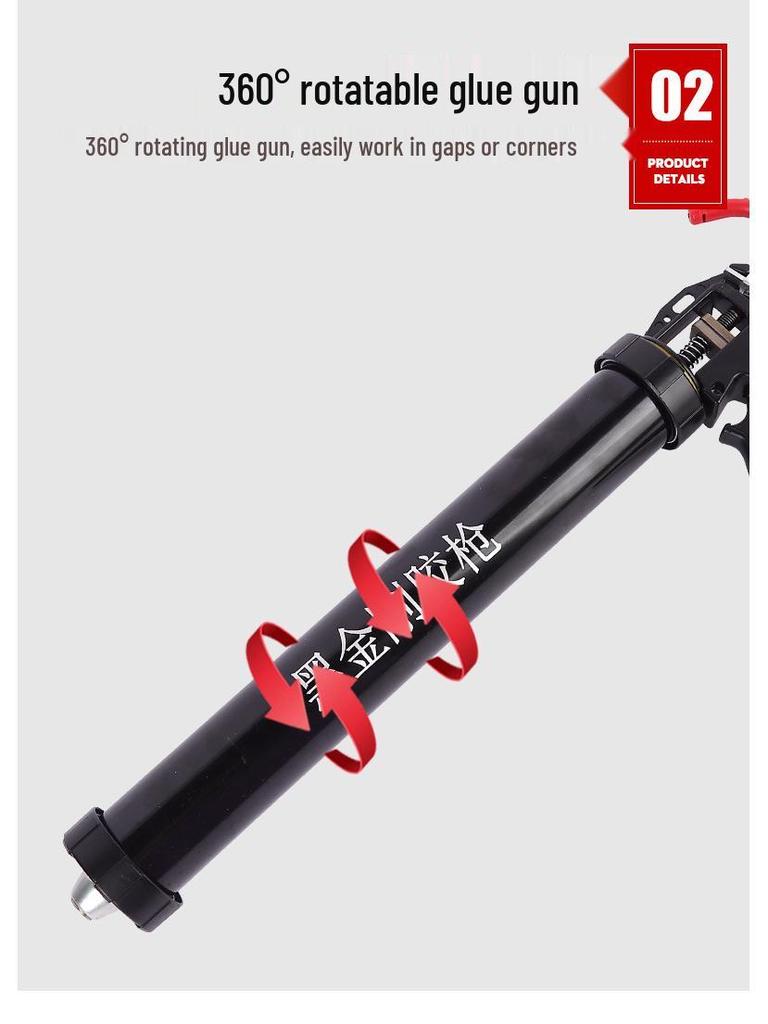 King Kong Black Bearing Soft Rubber Caulk Gun: Aluminum Alloy, Time-Saving, Labor-Saving, Thickened Structure.