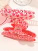 Valentine's Day Half Round Thick Hair Clips,Women's Hair Clips with Red Heart Pattern, Non-Slip Hair Clips Valentine's Day Gift