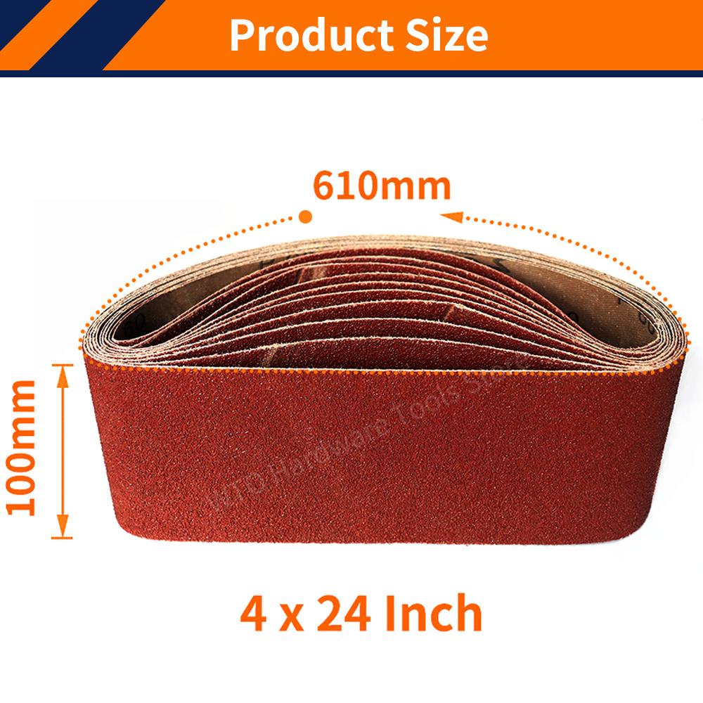10PCS 610 * 100mm Sanding Belts Metal Polishing Sand Paper 40-1000 Grits Abrasive Bands, Best for Sanding Wood,Metal and Paint