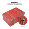 1PC Vintage Wooden Treasure Chest Large Capacity Rectangular Box with Reinforced Corners for Photos Postcards Jewelry Storage