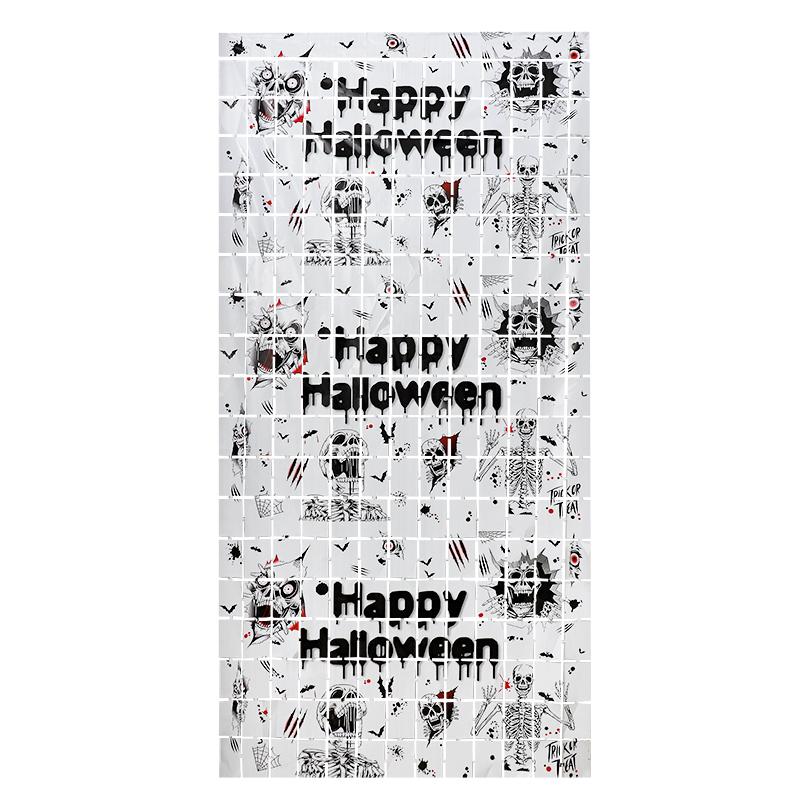 

2М Задник для Хэллоуин-вечеринки Страшный череп Скелет Фольгированные шторы для Хэллоуина Внутреннее Наружное Домашнее украшение Реквизит для фотобудки