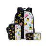 Football Print Three Piece Rucksacks Set for Boys Plus Girls Best Gifts 2D Flat Animated School Carrier for Children