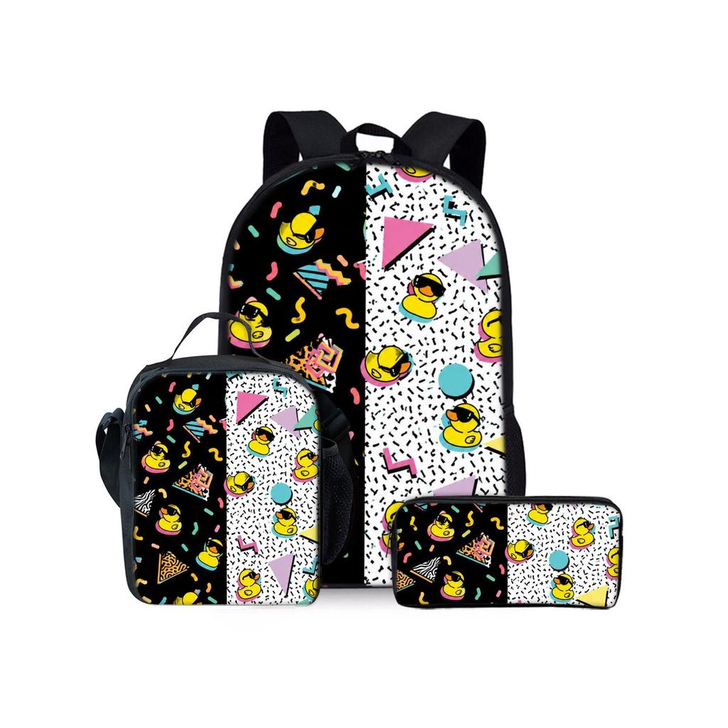 Football Print Three Piece Rucksacks Set for Boys Plus Girls Best Gifts 2D Flat Animated School Carrier for Children