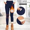 Women Velvet Leggings with Pockets Autumn Winter Warm Fleece Tights Velvet Solid Color Prevent Cold Leggings Stretch Leggings