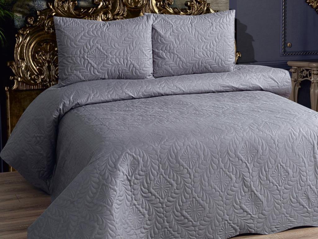 

Sena Double Size Bed Cover Set, 3 Pcs, Coverlet 230x240 Pillowcase 50x70 cm Self Patterned Antrachite