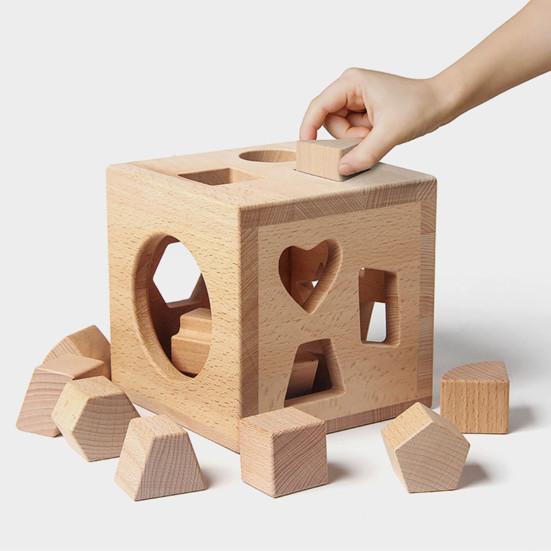 1 Set Wooden Shape Sorting Box Preschool Learning Fine Motor Skills Geometry Block Matching Game Toddler Boys Girls Educational Shape Sorter Toy