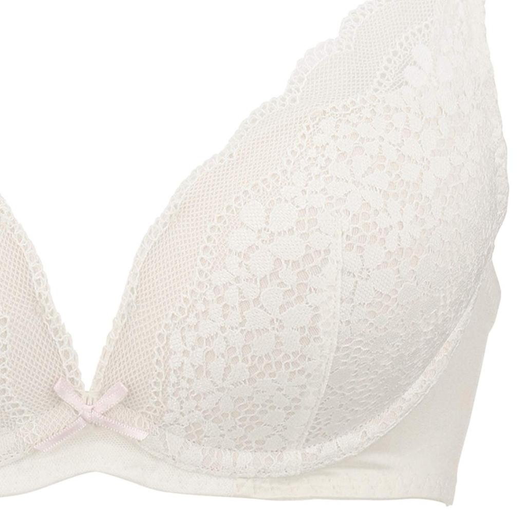 BY Dream Bra Deep V BH Shorts Set Gänseblümchenspitze M015 D75M Größe [AMOSTYLE Triumph] & (Weiß)