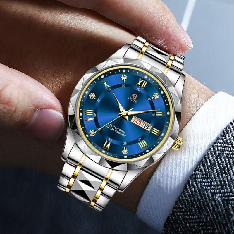 Business Men'S Watch Sapphire Calendar Alloy Luminous Men'S Watch, Men'S Watch Non-Mechanical Quartz Watch