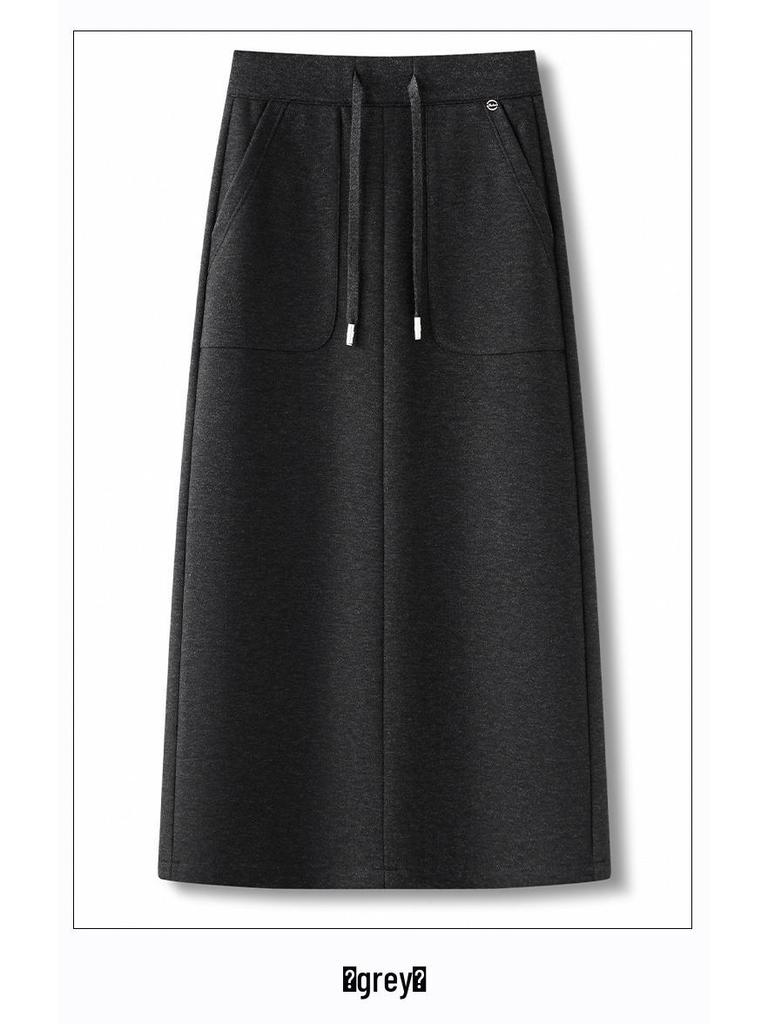 Soft & Fluffy Wool-Blend Mid-Length High-Waisted Slim-Fit Skirt for Women - 2025 Winter Collection