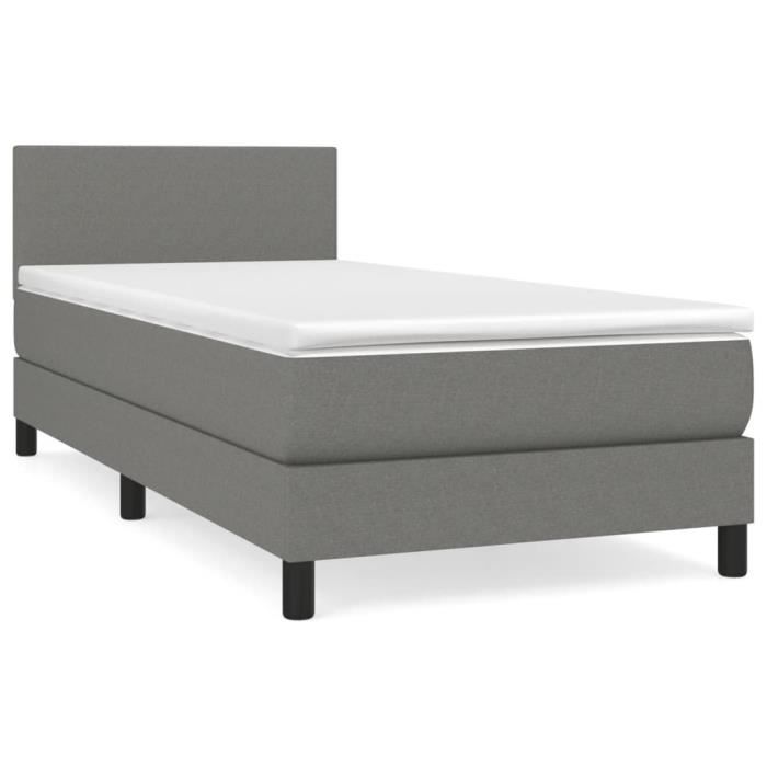 3139866 vidaXL Divan Bed with Mattress Dark Grey 90x200 Cm Fabric