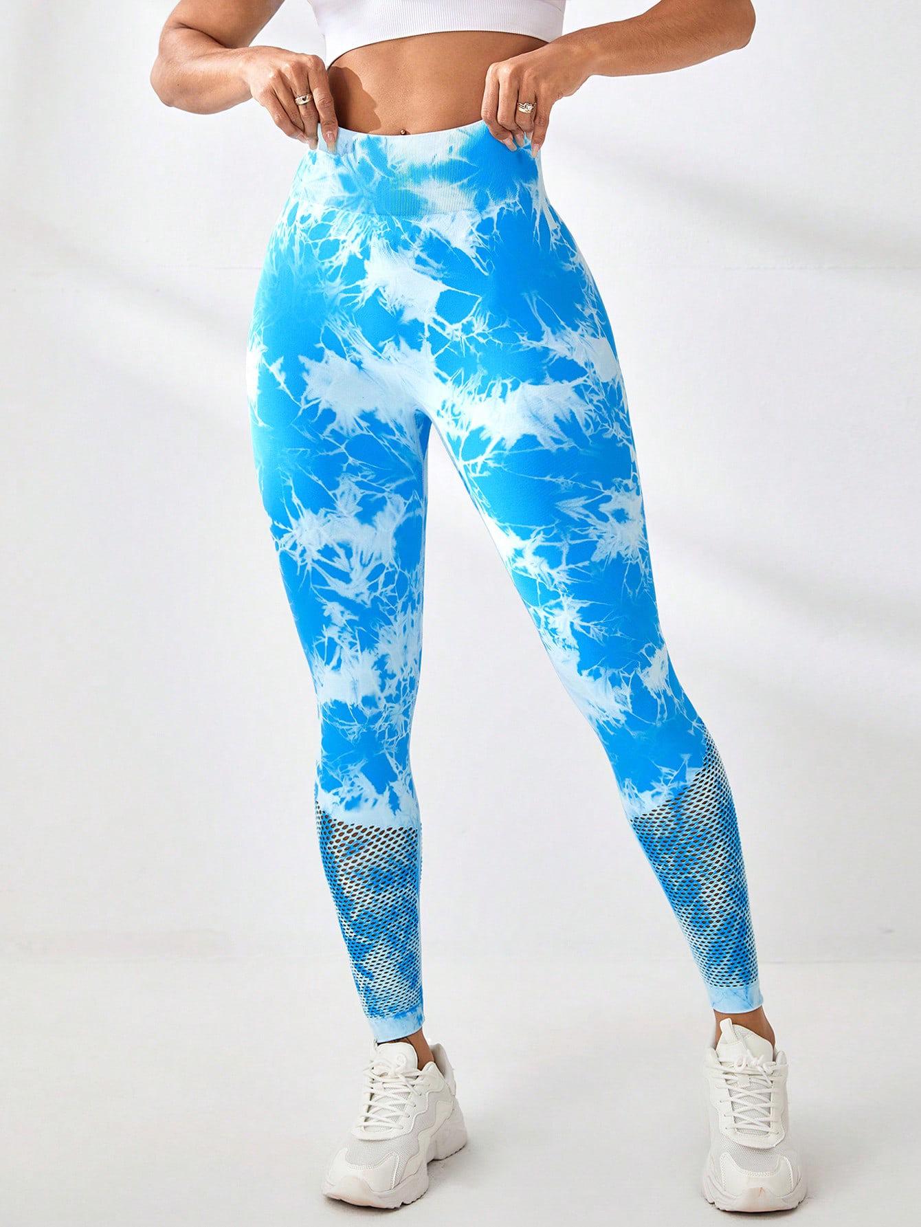 

Леггинсы для йоги из сетки тай-дай с высокой талией - Контроль живота и подъем бедер, фитнес-брюки Medium