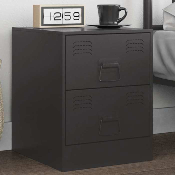VidaXL Table de chevet noir 34,5x39x44 cm acier, table de chevet, meuble de chambre, table de nuit, armoire, table 841619