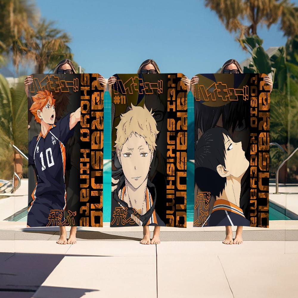 Haikyuu Anime Volleyball Bath Towel Microfiber Soft Water Absorbing Breathable For Girl Kids Decorative Cartoon Beach Towel