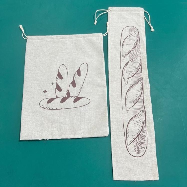 Sustainable Packaging Pouch Functional Linen Drawstring Bag for Bread and Fruits