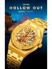 Men's Luxury Stainless Steel Skeleton Mechanical Watch with Large Dial, Fully Automatic Design