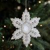 Elk Snowflake Pendant White Gold Christmas Hanging Ornament  Home Decoration