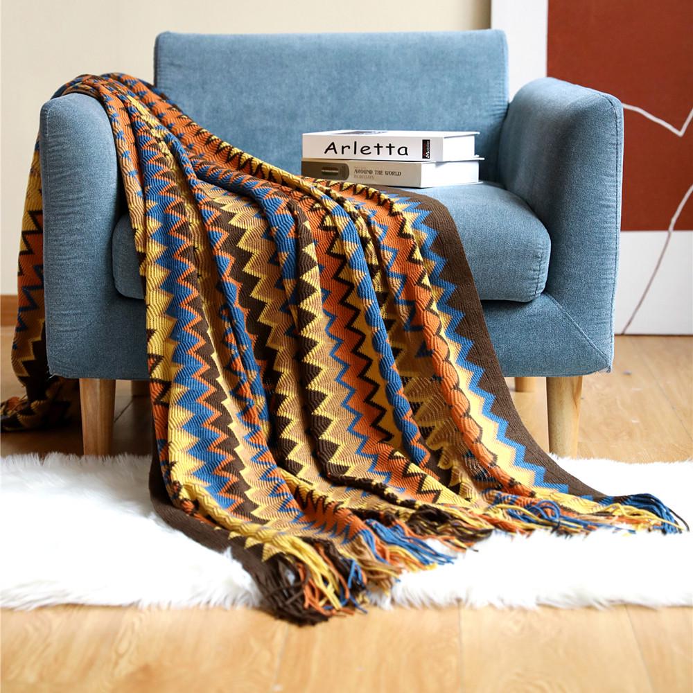 Bohemian Sofa Blanket Blanket Summer Knitted Blanket Office Nap Blanket Air Conditioning Blanket 45*45CM Cushion Cover 180g кофейный