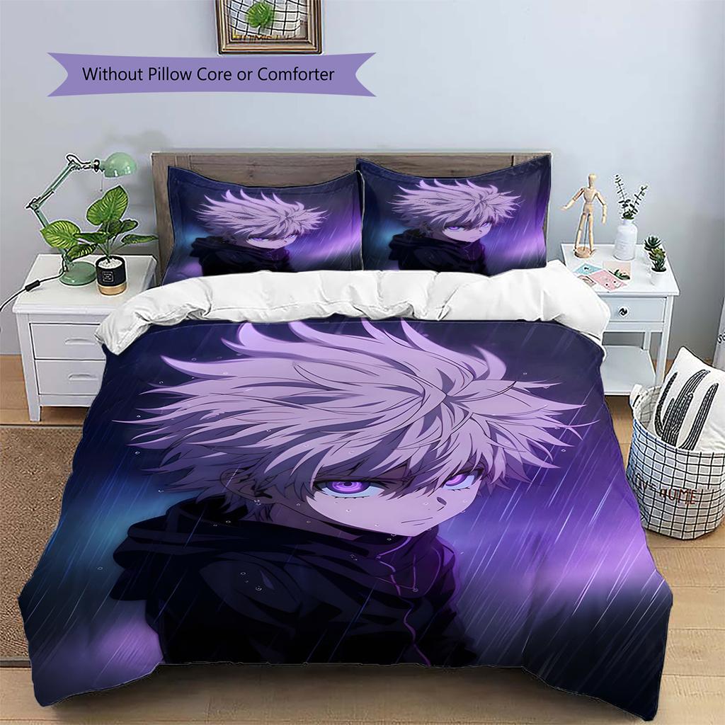 Set Copripiumino Trapuntato con Motivo Anime Federe Decorazione Casa Regalo di Compleanno (1 * copripiumino + 2 * federa, senza nucleo)
