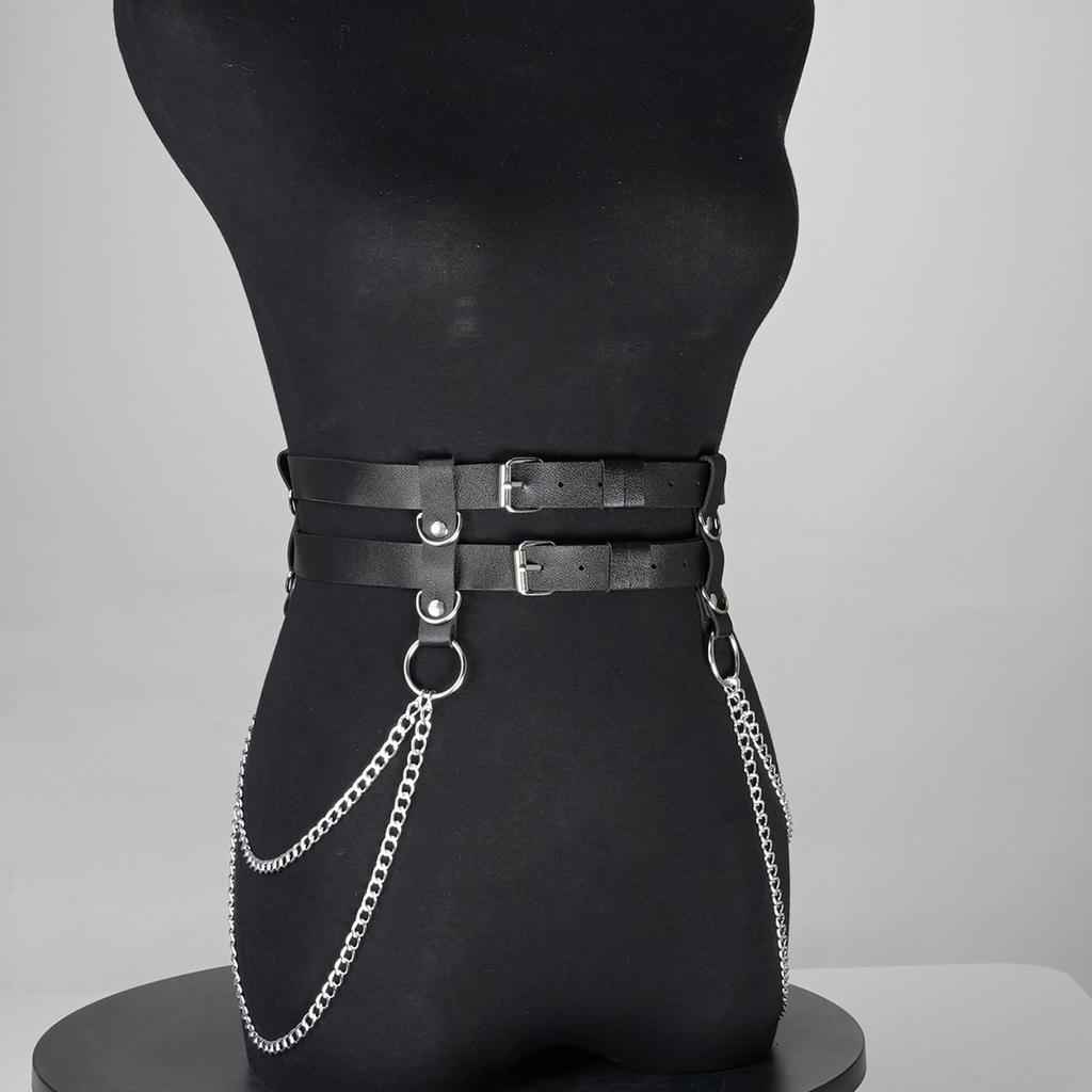 Cinto Arnês com Correntes gótico cinto de couro com corrente Acessórios Para Festa Encontros Corset cinto de couro com corrente