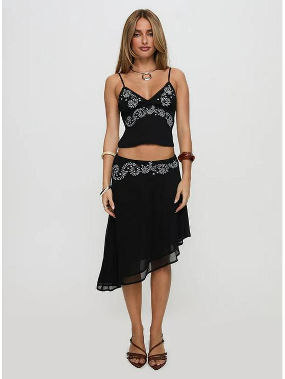

European & American Women s 3D Embroidered Backless Camisole Tank Top Medium