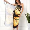 IHUASU Women's Colourful Butterfly 3D Printed Sexy Comfortable Beach Cover Dresses