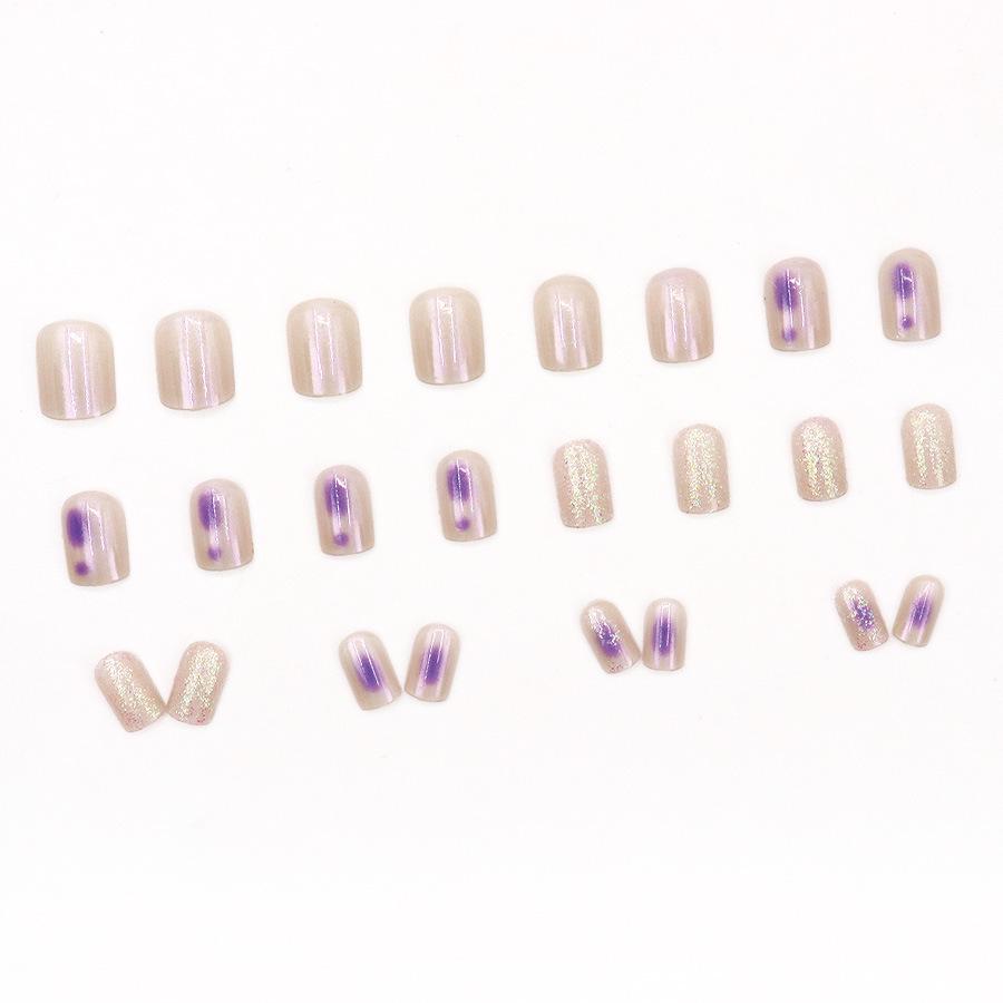 Aurora Glitter Purple Mottled Nail Tips - Fashionable Translucent Design