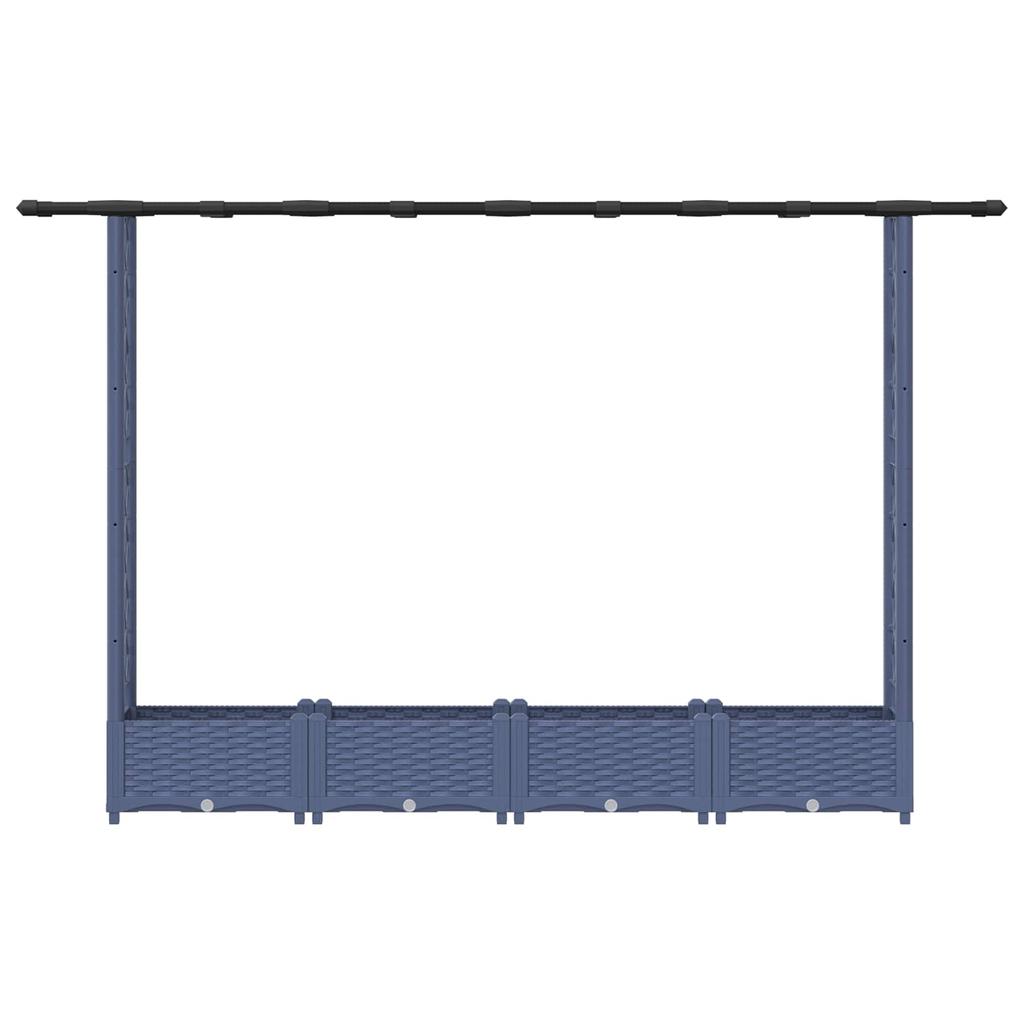 Raised Garden Bed with Trellis and Hanging Roof Gray 203 X 40 X 123 Cm PP