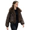 Europe, America, autumn and winter new real lamb wool collar short white duck down jacket fur jacket fashion thickened warm