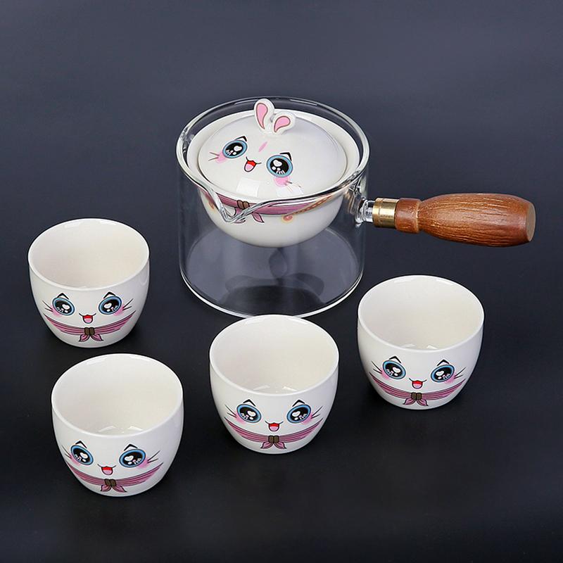 New Style Rabbit Chinese Kung Fu Tea set Travel Tea set Ceramic Portable Tea set Teapot Tea Maker Infuser Teacup Cup for Tea